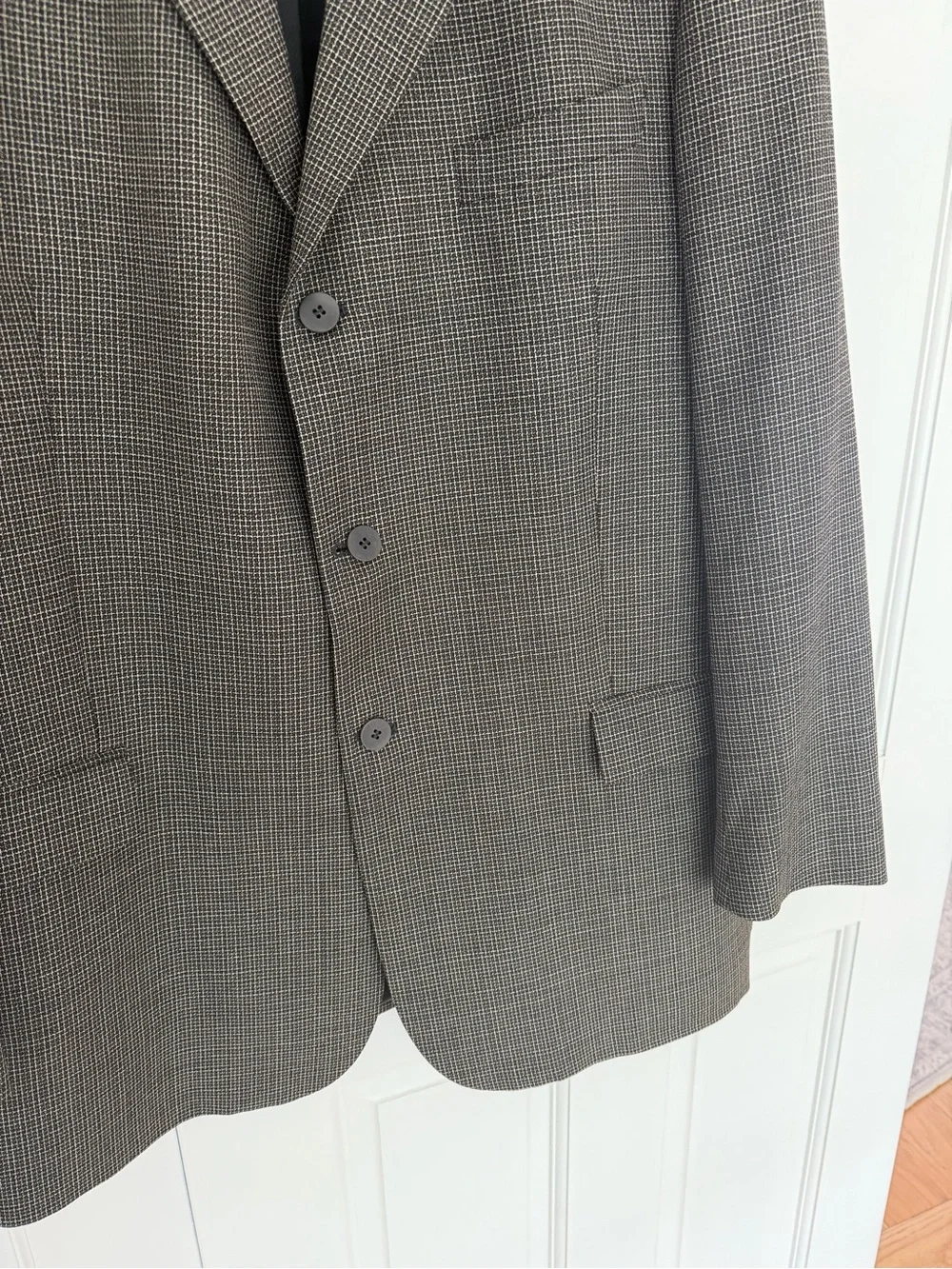 Zanettis Super 100s Wool Sport Coat Blazer Made in Italy Men 54T Brown Check 44L